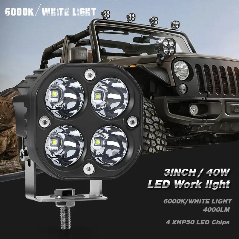 3 Inch LED Work Light Bar With Angel Eye Halo – Spot Lights For 4x4, Truck, SUV