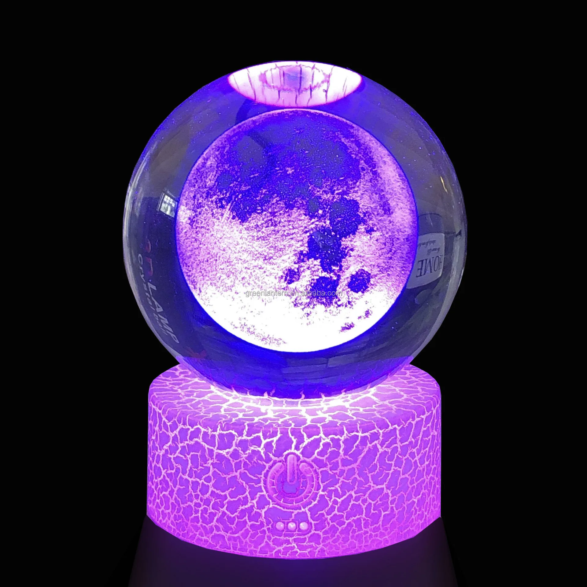 3d Crystal 6cm Glass Ball Night Light White Crack Abs Led Base Rgb 7