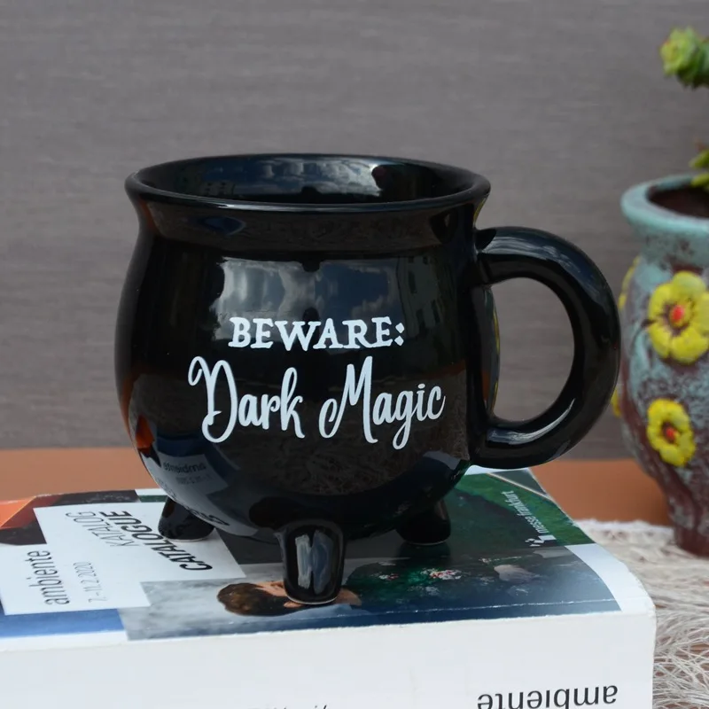 Giftware Witches Brew Ceramic Cup Witch Cauldron Coffee Mug Tea Mugs Minimalist Handmade Party White and Black for 1 Users 48pcs