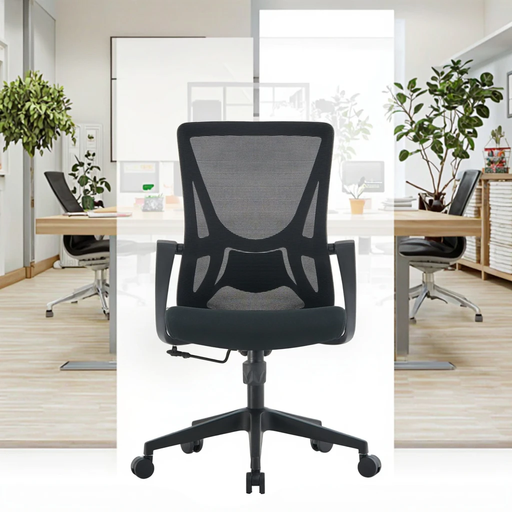 Simplified Wingback Chair Eco Material Reinforced Back Mesh Support Cost-Effective Seating Solution 2