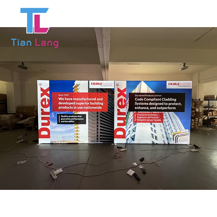 Greitas rodytojas suskleidžiamas tekstilinis aliuminio reklaminis šviesinys egzhibicijai 3mx3m vaizdo langeliui