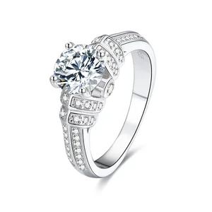 925 Sterling Silver Rhodium Plating Elegant 1.2ct Moissanite Luxurious Wedding Elegant Design Ring