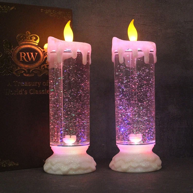 Christmas Color Changing Battery Operated Swirl Glitter LED Candle