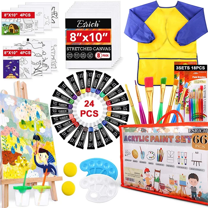 ColorCrayz Paint Set for Kids - 27 Piece Kids Paint Sets, Painting Supplies for Drawing, Kids Art Canvas Painting