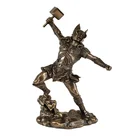 Wholesale Customized Resin Thor Hammer Viking Norse Mythology God Of Thunder Statue Bronze Color Exquisite Sculpture