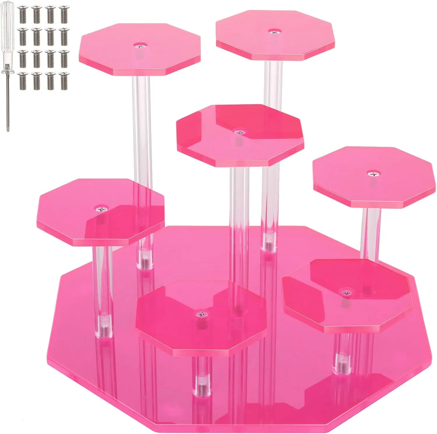 Présentoir Acrylique Transparent 3 Niveaux - Étagère à Escalier Pour Bijoux, Maquillage, Figurines Et Cupcakes - 30x8cm
