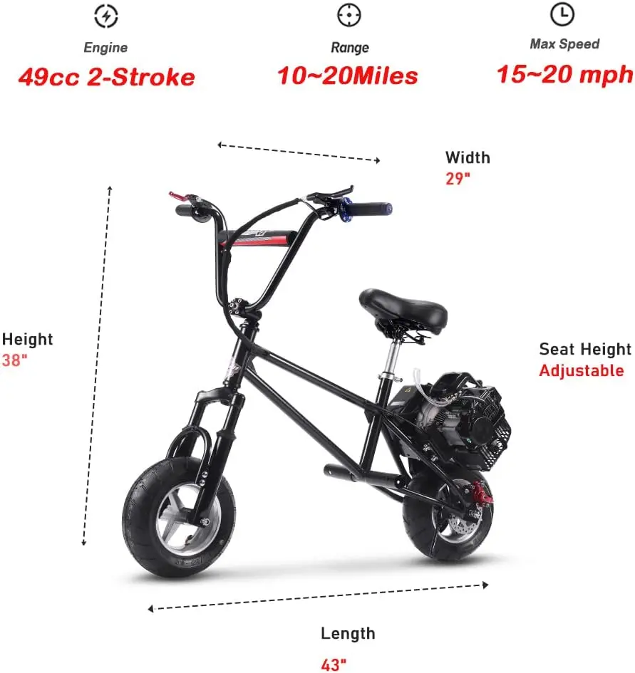 hot Cheap Hot Selling Mototec Gas Mini Bike Scooters 49cc 2 Stroke Foldable Gas Powered Scooters For Adults Alibaba