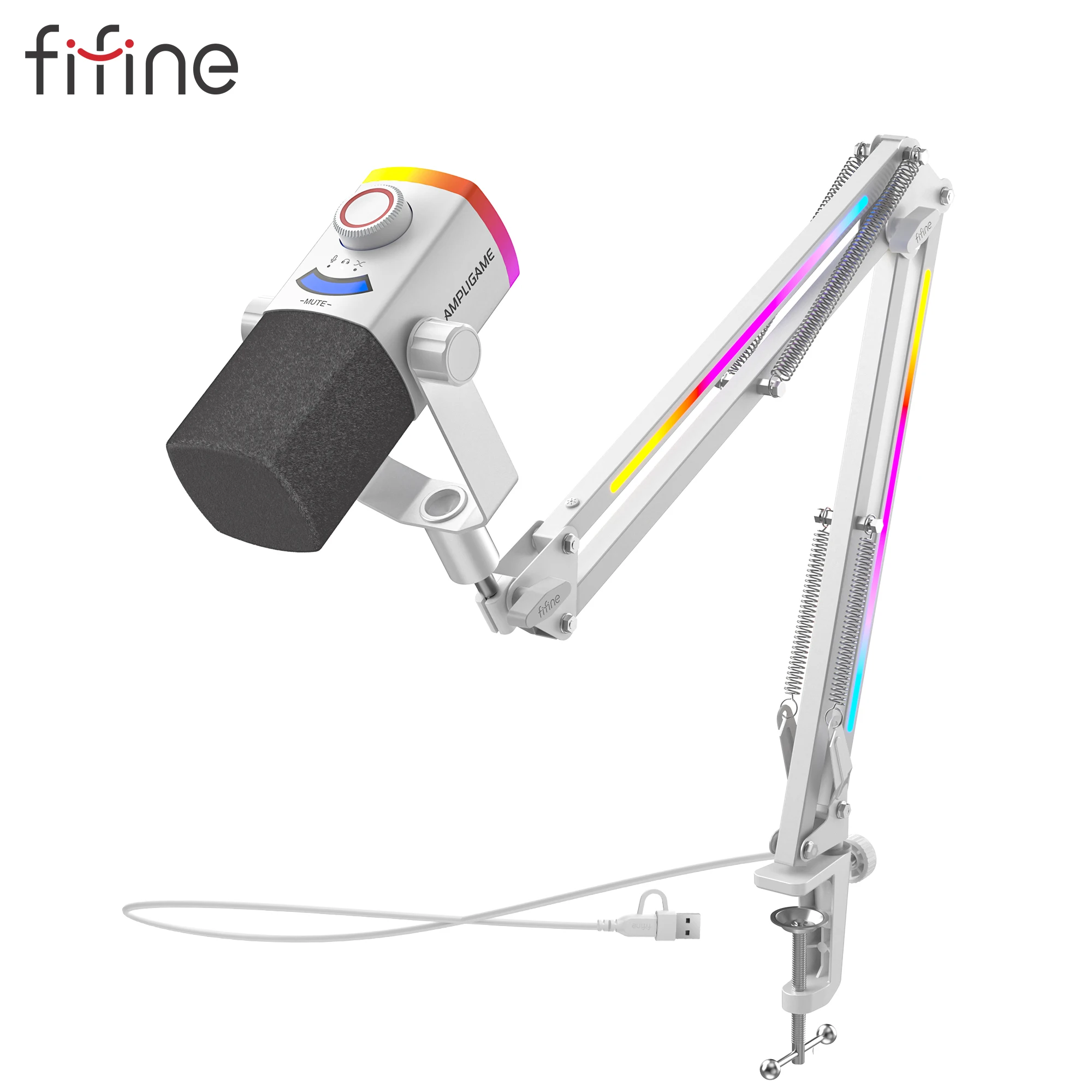 Fifine AM8PROT RGB Dynamic Microphone Kit - USB & XLR PC Streaming