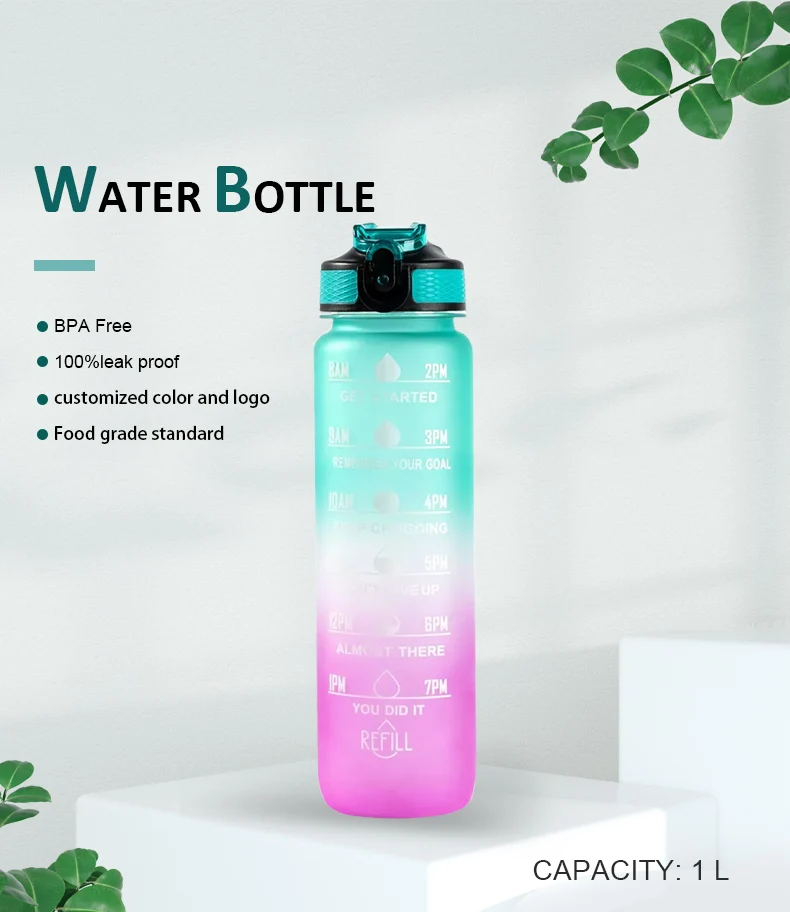 Hot Sale 1000ml Motivational Gradient Bpa Free Gym Fitness Sports ...
