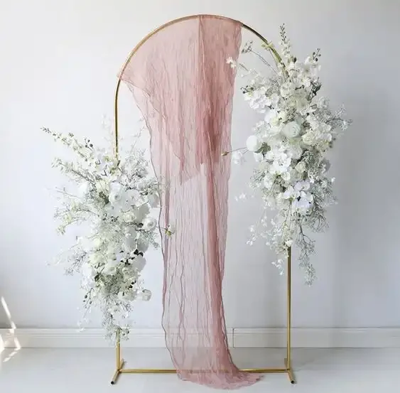 Gold Metal Set of 3 Arch Backdrop Stand for Wedding Events Balloons Flower Arch Stage Background Photo Booth Decoration