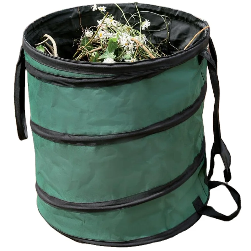 Eastbuy Garden Leaf Bag Garden Rubbish Bags Collapsible Leaves Basket Garden Container Can with Strap Green 