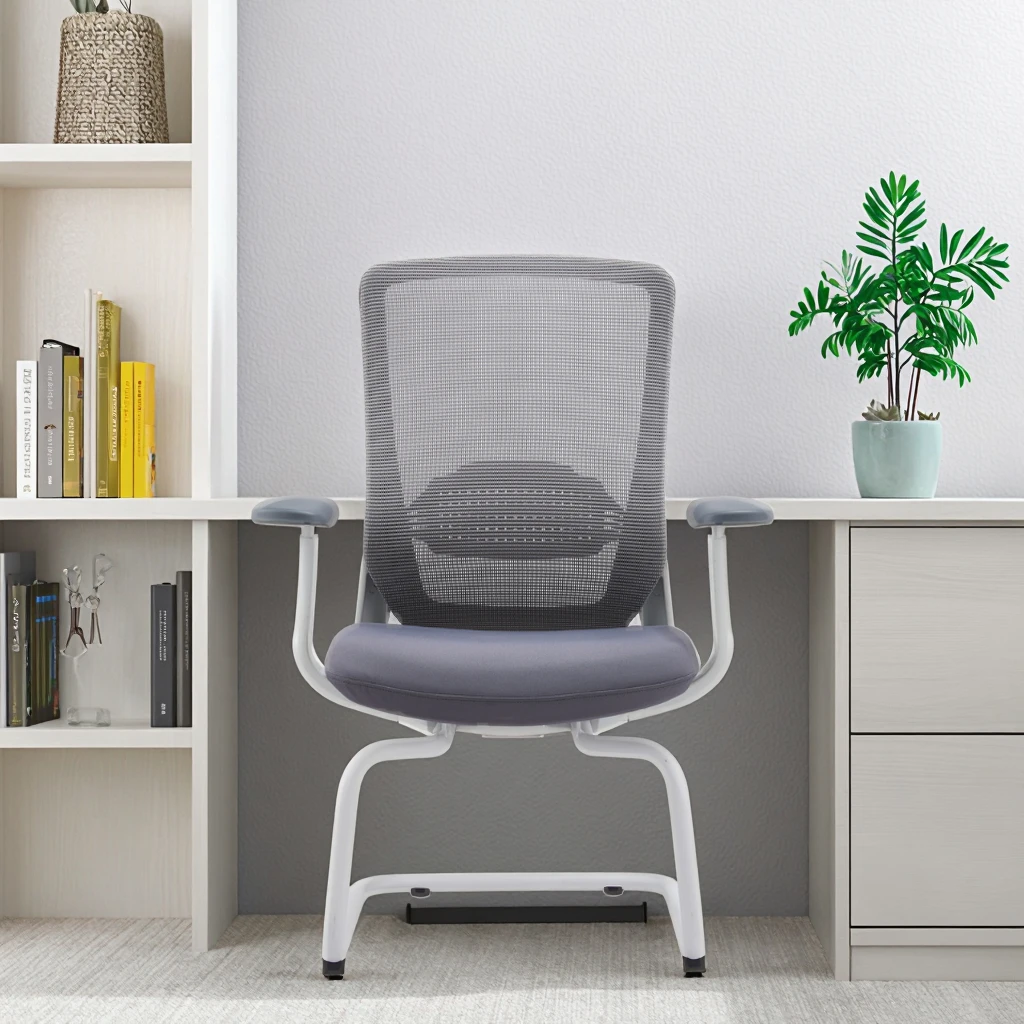 Simple Design Steel Frame Chair Adjustable Lumbar Support Compact Structure Home Office 2