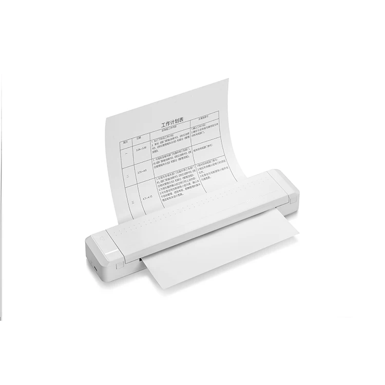 Portable Strip Simple White Design Printer Supports Blue-tooth Wireless A4 Paper Thermal Printer