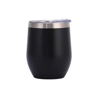 12oz Custom Powder Coated Black Egg Shape Double Wall Stainless Steel ...