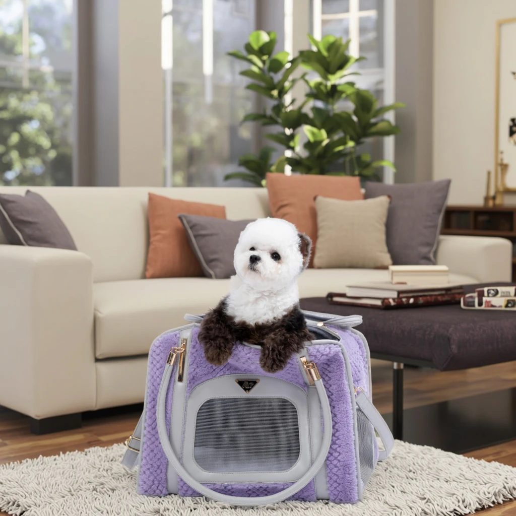 透气豪华宠物提篮聚酯小狗猫提篮带口袋休闲户外探险库存