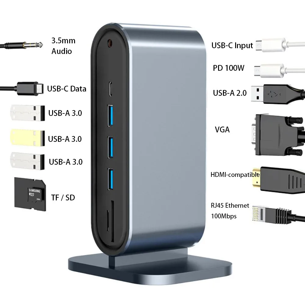 Multi Hub Drive Setup 12-in-1 Multi-port Hub TF/SD Reader RJ45 Cable Port USB 3.0 HUB HD4K ...