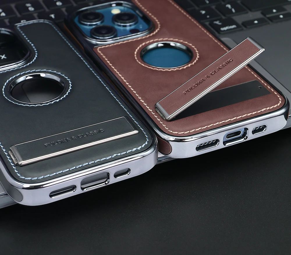 Luxury Leather Cell Phone Case with Kickstand for iPhone 15, 14, 13 Pro Max  - Shockproof, Magnetic Card Holder, Stylish Design