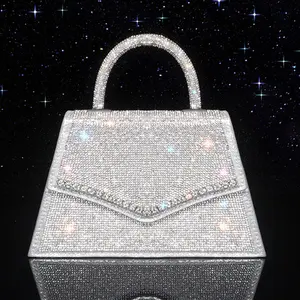Wholesale Luxury Shiny Bling Rhinestone Trimming Diamond Ladies Party Handbag Purse for Women