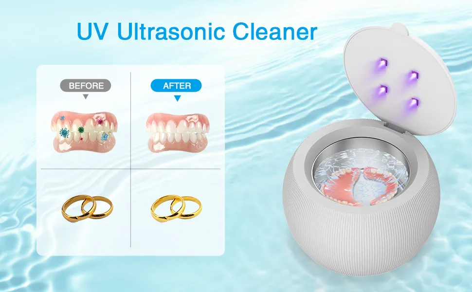 Multi Function Rechareble Portable Ultrasonic Cleaner Vibration Wash Jewelry Ring Makeup Tools Cleaning Box Washer With UV