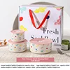 Set of three love bowknot fresh-keeping bowls