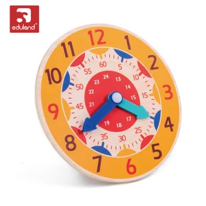 EDULAND Children's Montessori Educational Wooden Digital Clock Puzzle Toy for Early Learning-Unisex Baby Teaching Aid