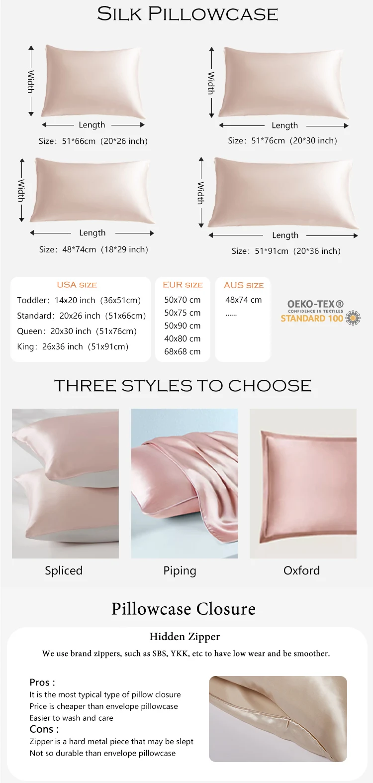 Verified Pro New Arrival Silk Pillowcase 100 Mulberry Silk Pillow Case