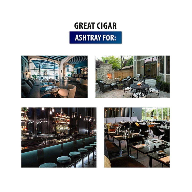 High Quality Custom Black Easily Clean Ceramic Cigar Ashtray Outdoor