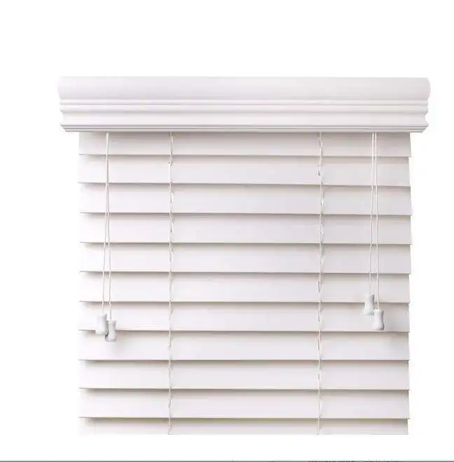 white thick wooden blinds