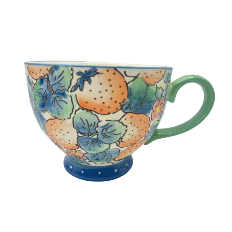 Boho Style Hand Drawn 16 Oz Ceramic Mug - Unique Coffee Cup