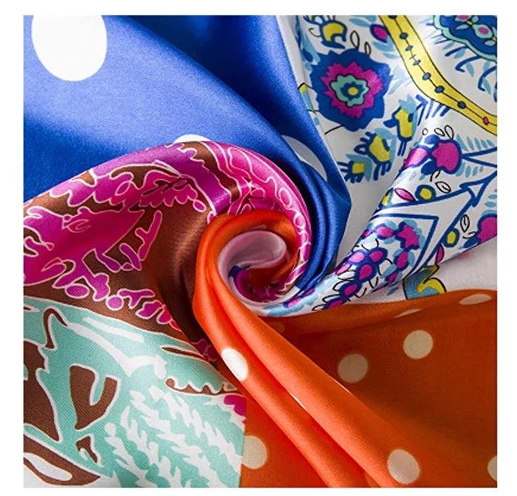 Хит продаж платок из шелкового атласа с принтом логотипа на заказ бандана