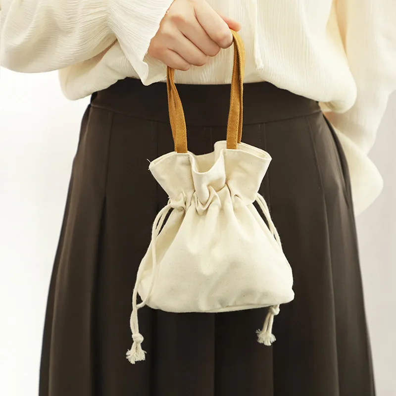 product custom beige cotton canvas shoulder tote bag with logo printing dust proof and semi natural for shopping-12