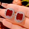 Red corundum ear studs