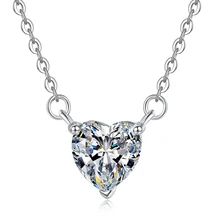Husky Jewelry Best-selling Women's Fashion Wedding 925 Silver 1Ct Heart Cut VVs1 Moissanite Necklace Pendants