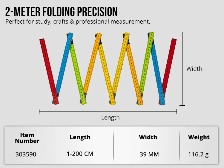 Long Board Ruler KSEIBI Extra Long Wooden Folding Ruler - 2m Measuring Tool