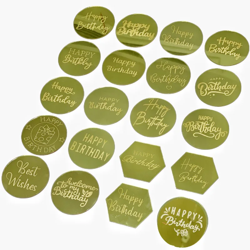 New Arrival Shiny Gold Cake Toppers Round Mini Cupcake Topper 5cm Small