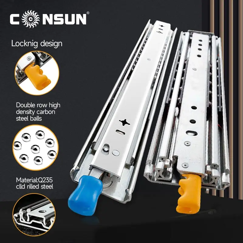 Telescopic Channel Heavy Duty Drawer Slides Kitchen Cabinet Soft Close Drawer Slide