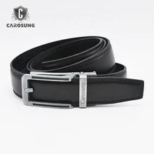 Carosung customized hot sale black real buffalo leather belt for mens with custom automatic buckle