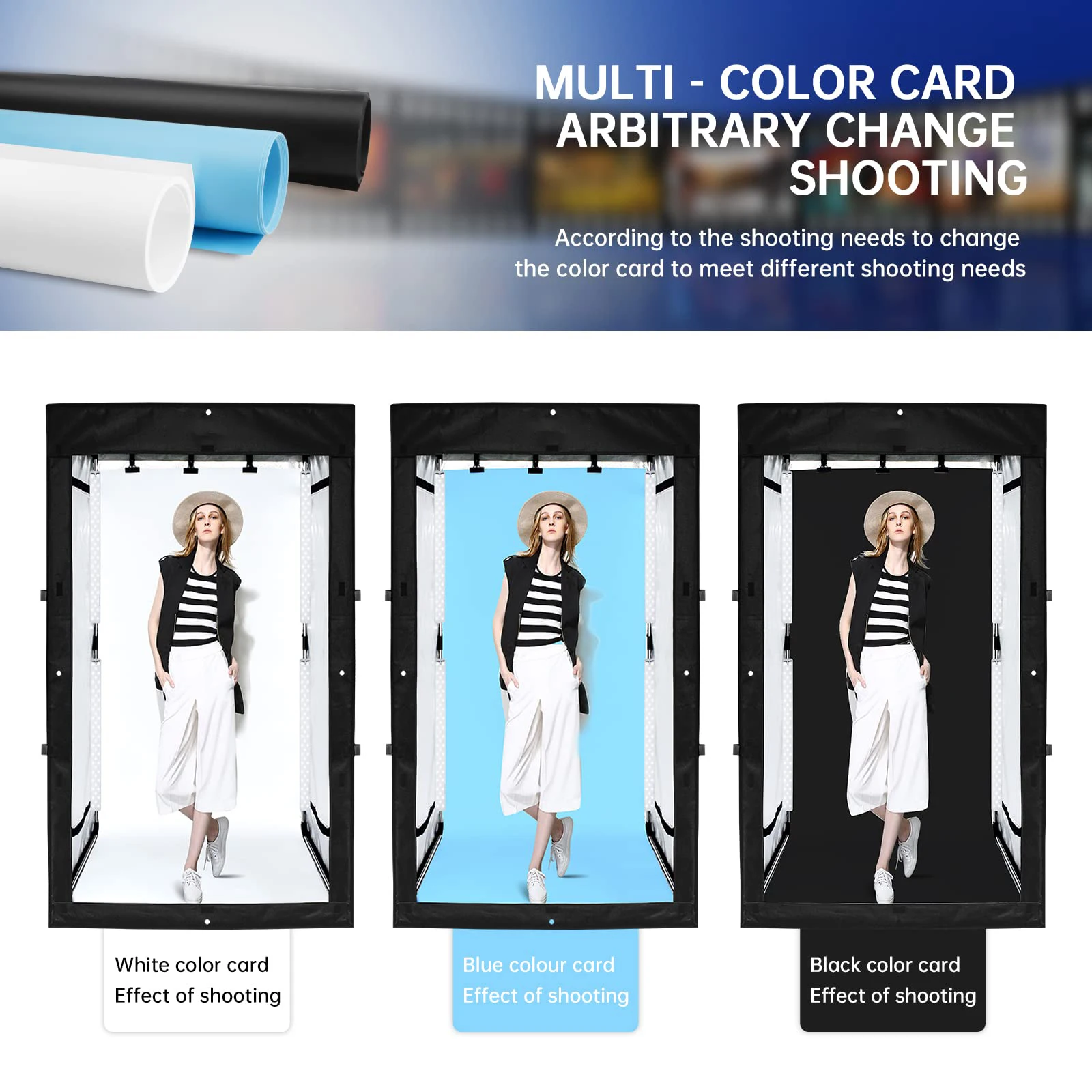 200cm 3 Color Backdrops Photobox Large Studio Light Box 160W Photo Shooting Tent for Photography Portrait Model Clothes