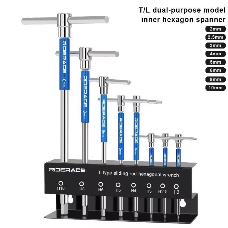 RIDERACE Bicycle Allen Hex Key Wrench Hand Bike Repair Tools Set T Handle 2/2.5/3/4/5/6/8/10mm CRV Steel Inner Hexagon Spanner