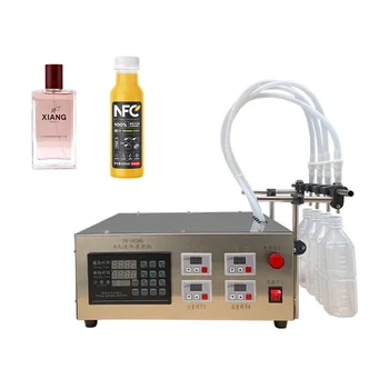 Small semi-automatic 4-head quantitative filling machine Beverage vodka wine water agent milk liquid filling machine