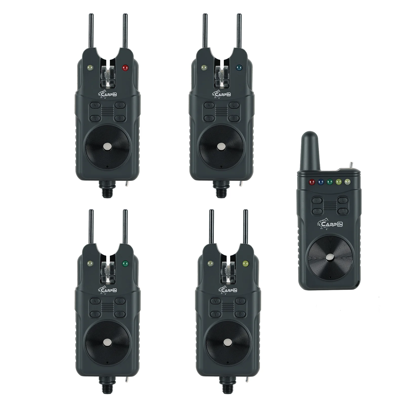 Wireless Waterproof Black Carp Fishing Bite Alarm 4+1 Set