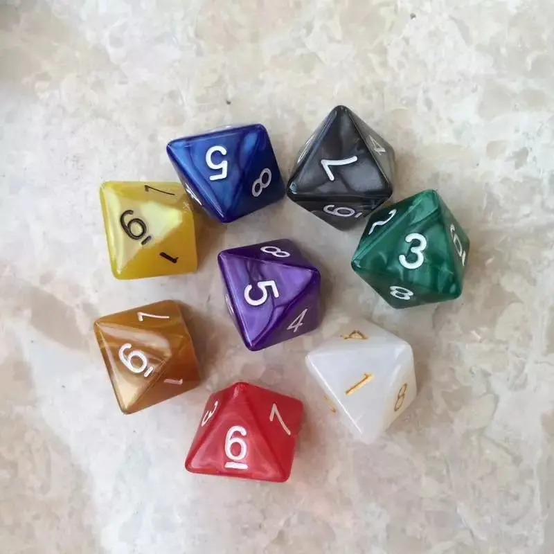 Single Polyhedral Dice Made of PMMA, D8 ,1-8 Fingers ,8 Faces Sided DICE