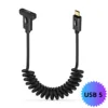 U5-spring-type-c-male-female with ear straight connector Black