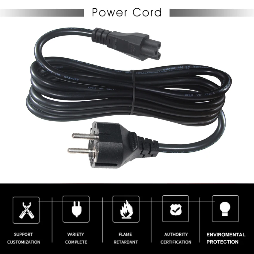 European 3 Pin To Iec C5 Power Cord for Notebook 7