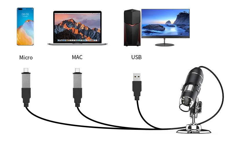 USB Electronic Microscope 3 in 1 1000X Compatible HD Digital Microscope With Android Windows Mac