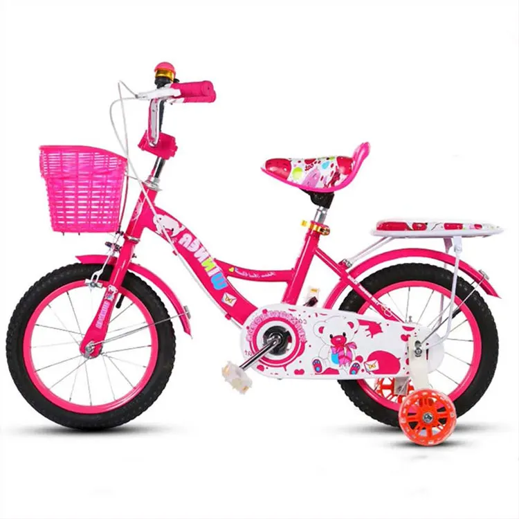OHMG Vélo Enfant 12/14/16 Pouces,Réglable,Bikes,Velo Enfant Avec Roues Stabilisatrices,Protection De Chaîne,Siège Arrière Poupée,Vélos Pour Enfants De 1 à 8 Ans,garçons Et Filles (Blanc-14 Pouces