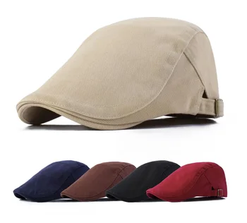 Wholesale Custom Logo Vintage Adjustable Cotton Men's Flat hat Newsboy Hat Driving Hunting hat For men