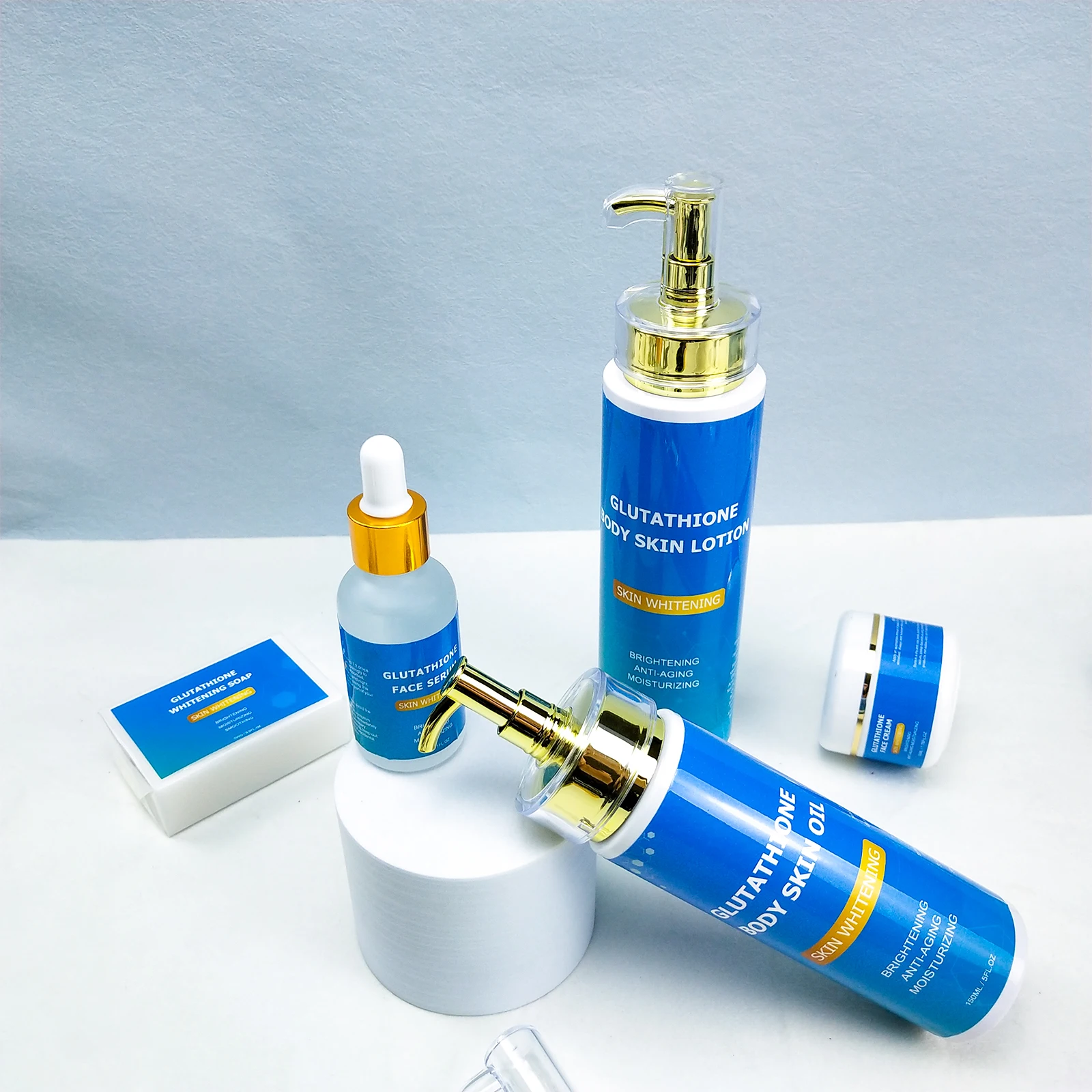 glutathion set manufacturer Aixin Glutathione Organic Skincare Set Whitening Soap Body Oil Lotion  Whitening Fare Cream Skin Care Set