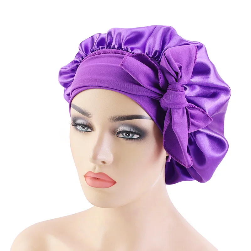 Amazon Hot Night Sleep Hat Hair Styling Cap Solid Satin Bonnet With Tie  Designer Women Bonnet Caps For Hair Extension Wigs - Buy Silky Bonnets With  Wraps Satin Bonnet With Tie Elastic