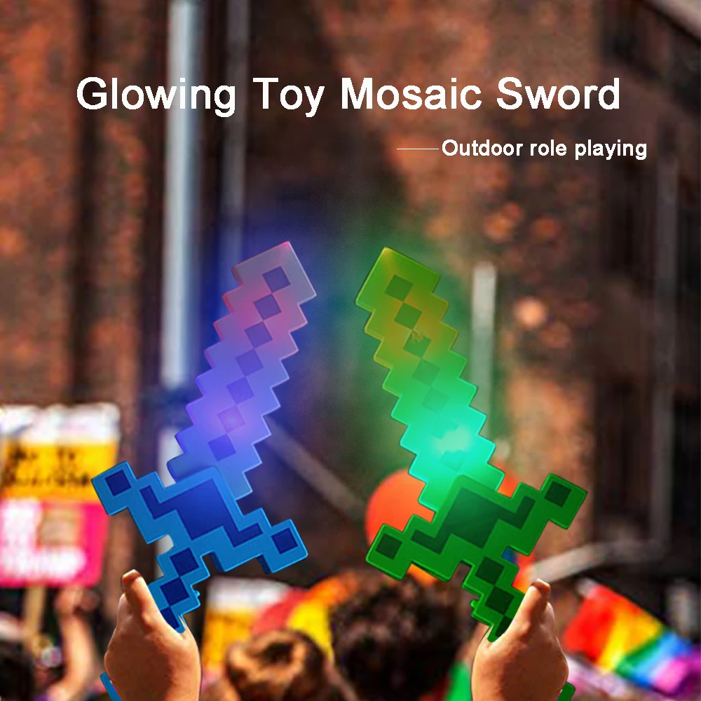 Ishine оптовая продажа, новинка, тема кибер-мир, праздничные игрушки, световой меч, игрушка, мозаичный пиксельный меч, светодиодный световой меч